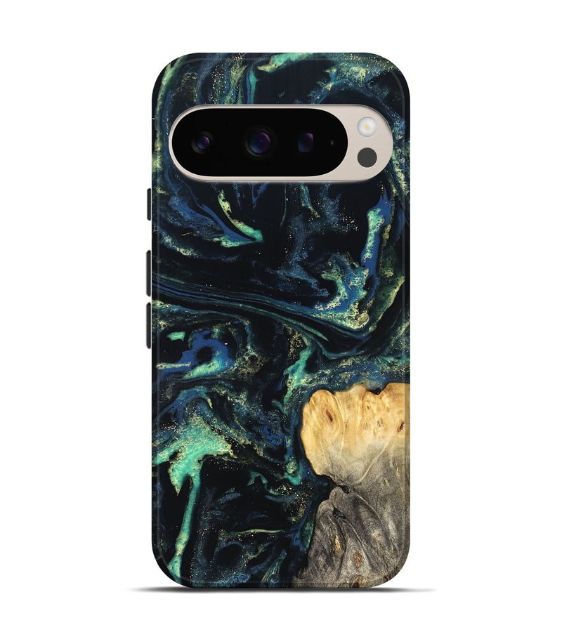 Pixel 9 Wood Live Edge Phone Case - Adelina (Blue, 823993)