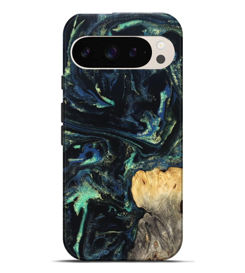 Pixel 9 Pro XL Wood Live Edge Phone Case - Adelina (Blue, 823993)