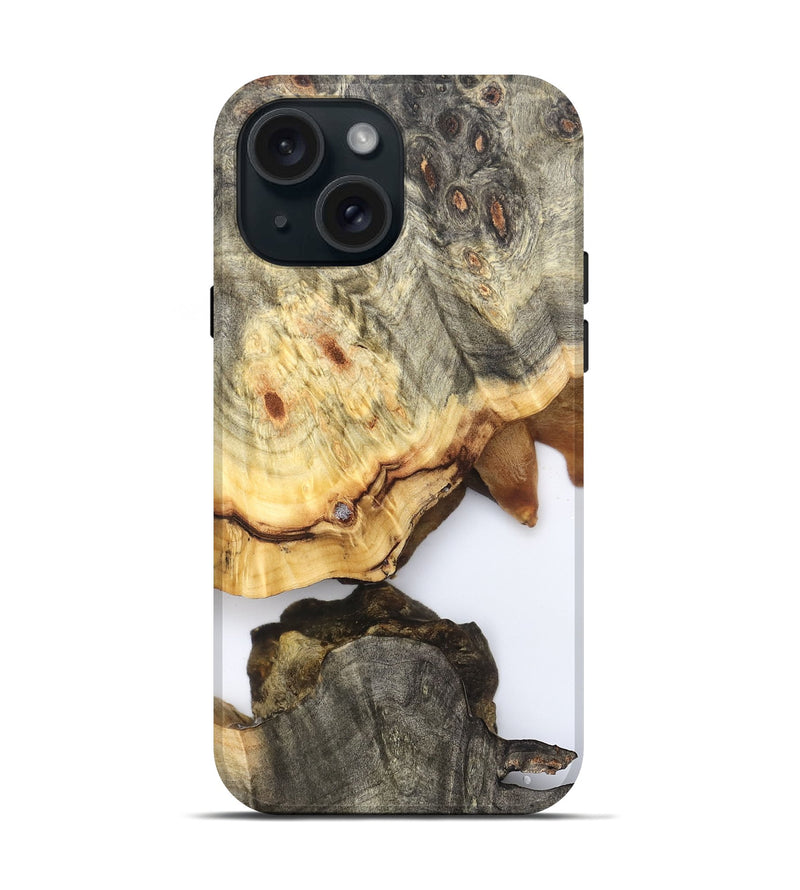 iPhone 15 Wood Live Edge Phone Case - Debbi (Clear, 823996)