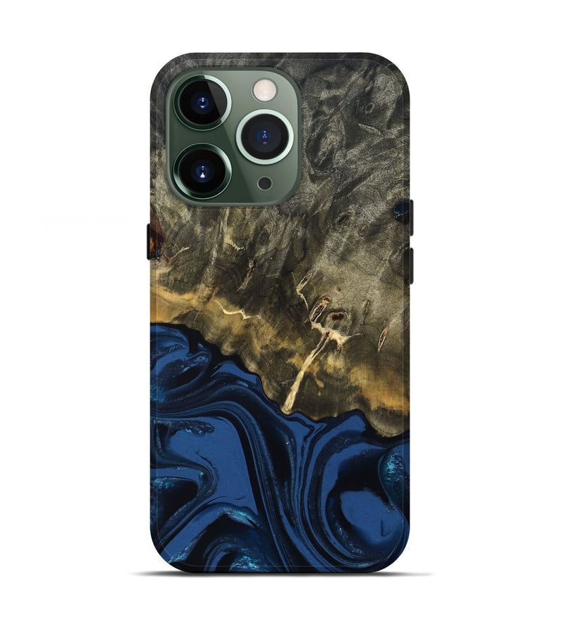 iPhone 13 Pro Wood Live Edge Phone Case - Melina (Blue, 823999)