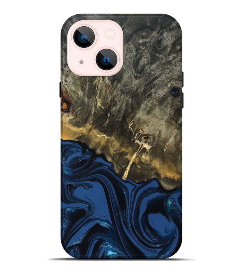 iPhone 14 Plus Wood Live Edge Phone Case - Melina (Blue, 823999)