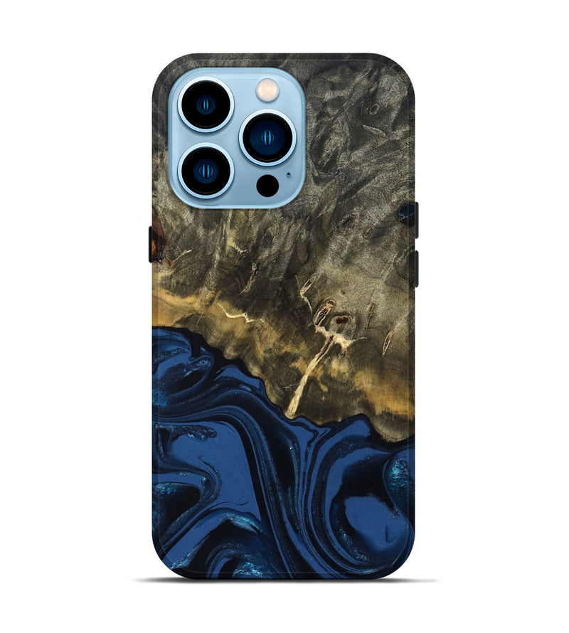 iPhone 14 Pro Wood Live Edge Phone Case - Melina (Blue, 823999)