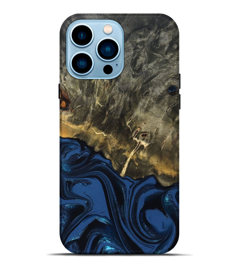 iPhone 14 Pro Max Wood Live Edge Phone Case - Melina (Blue, 823999)