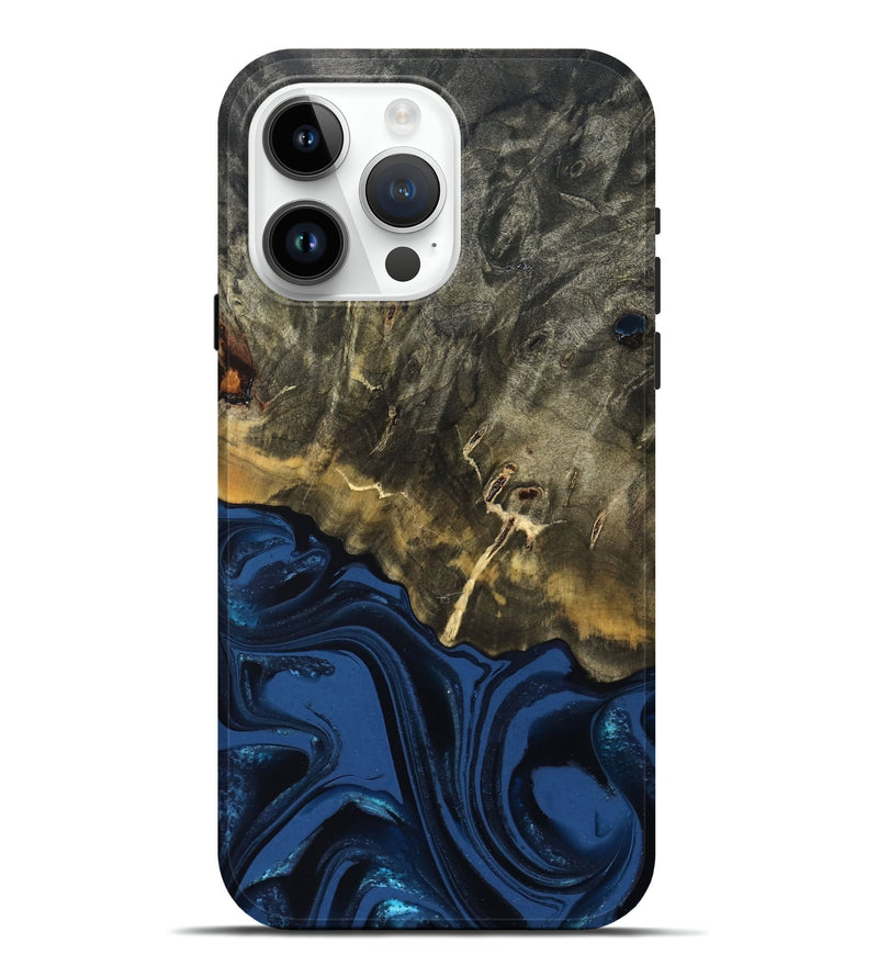 iPhone 15 Pro Max Wood Live Edge Phone Case - Melina (Blue, 823999)