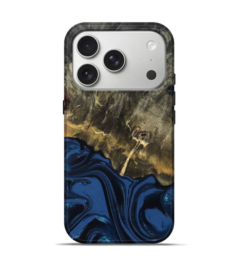iPhone 17 Pro Wood Live Edge Phone Case - Melina (Blue, 823999)