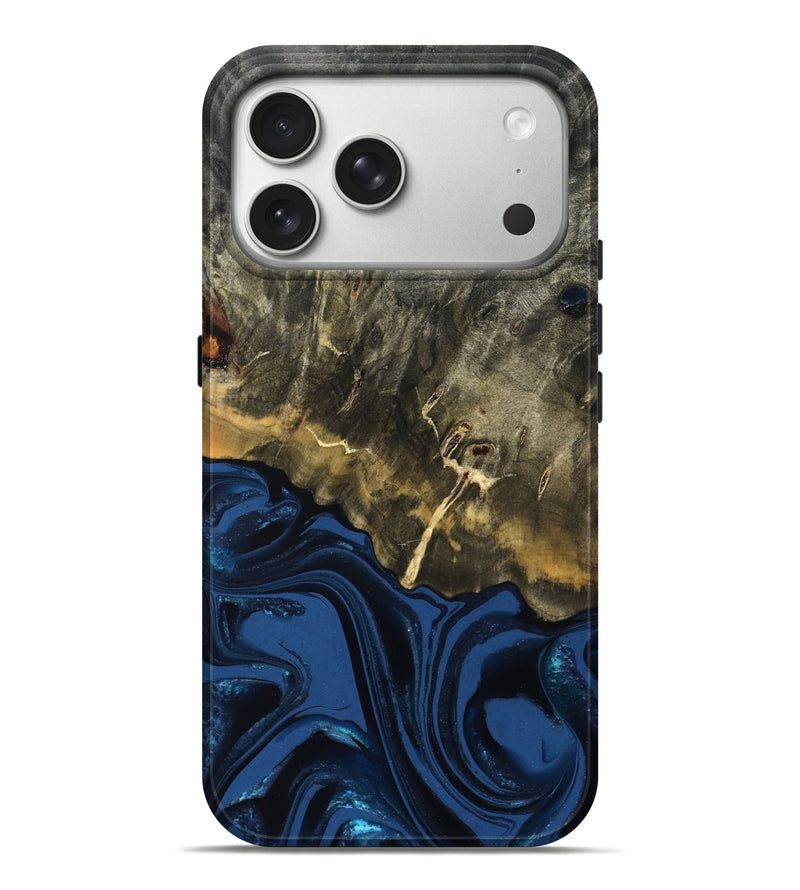 iPhone 17 Pro Max Wood Live Edge Phone Case - Melina (Blue, 823999)
