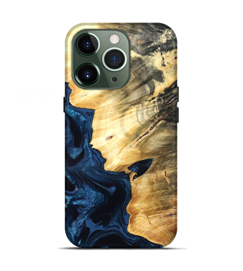 iPhone 13 Pro Wood Live Edge Phone Case - Laureen (Blue, 824001)