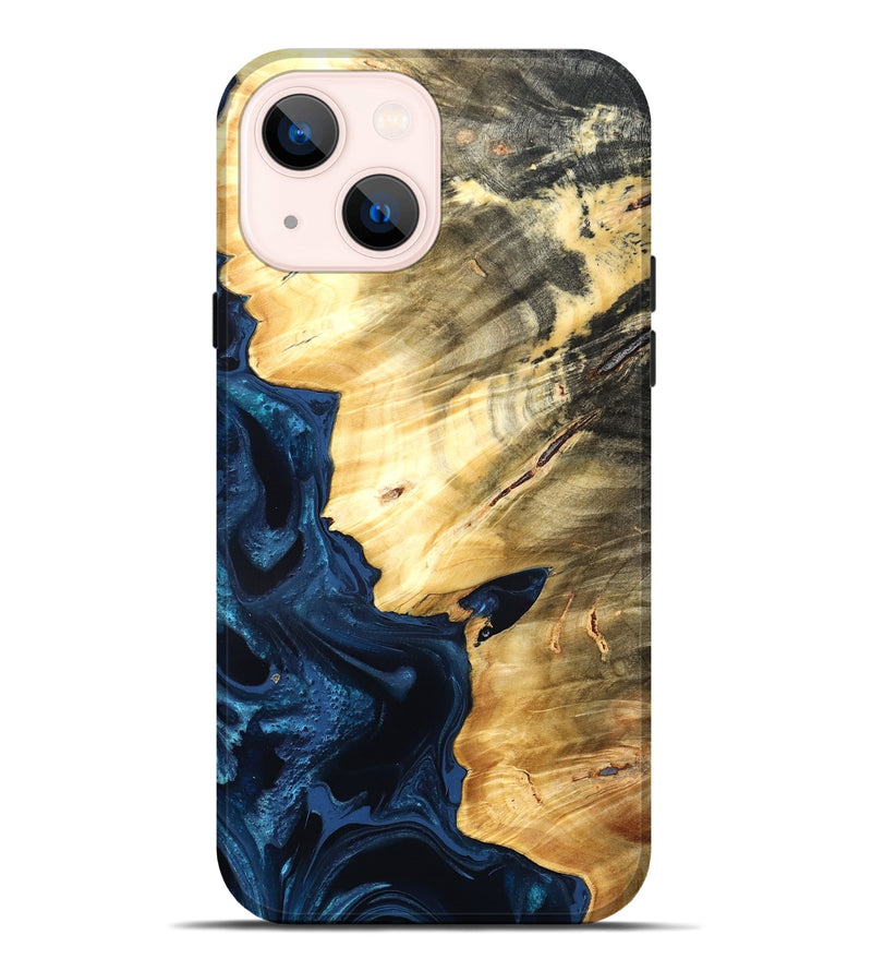 iPhone 14 Plus Wood Live Edge Phone Case - Laureen (Blue, 824001)