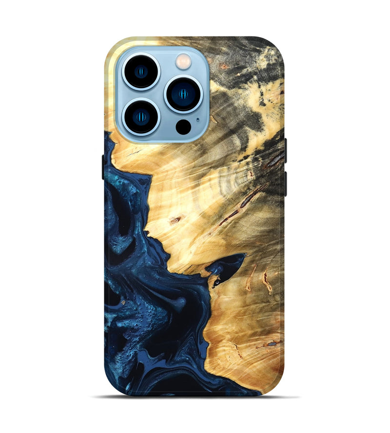 iPhone 14 Pro Wood Live Edge Phone Case - Laureen (Blue, 824001)