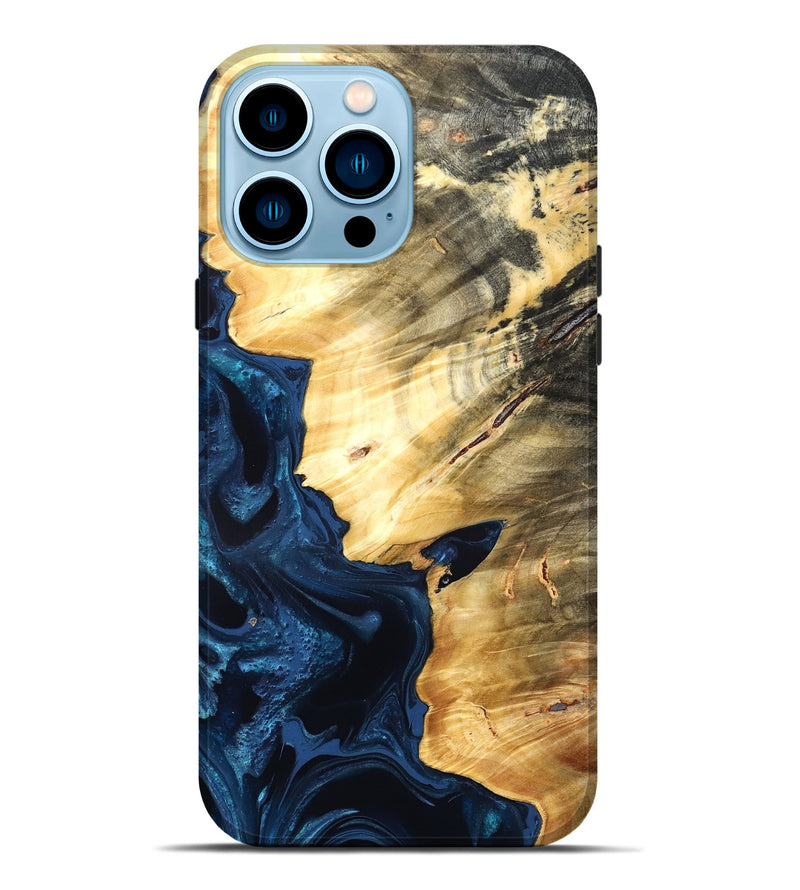 iPhone 14 Pro Max Wood Live Edge Phone Case - Laureen (Blue, 824001)