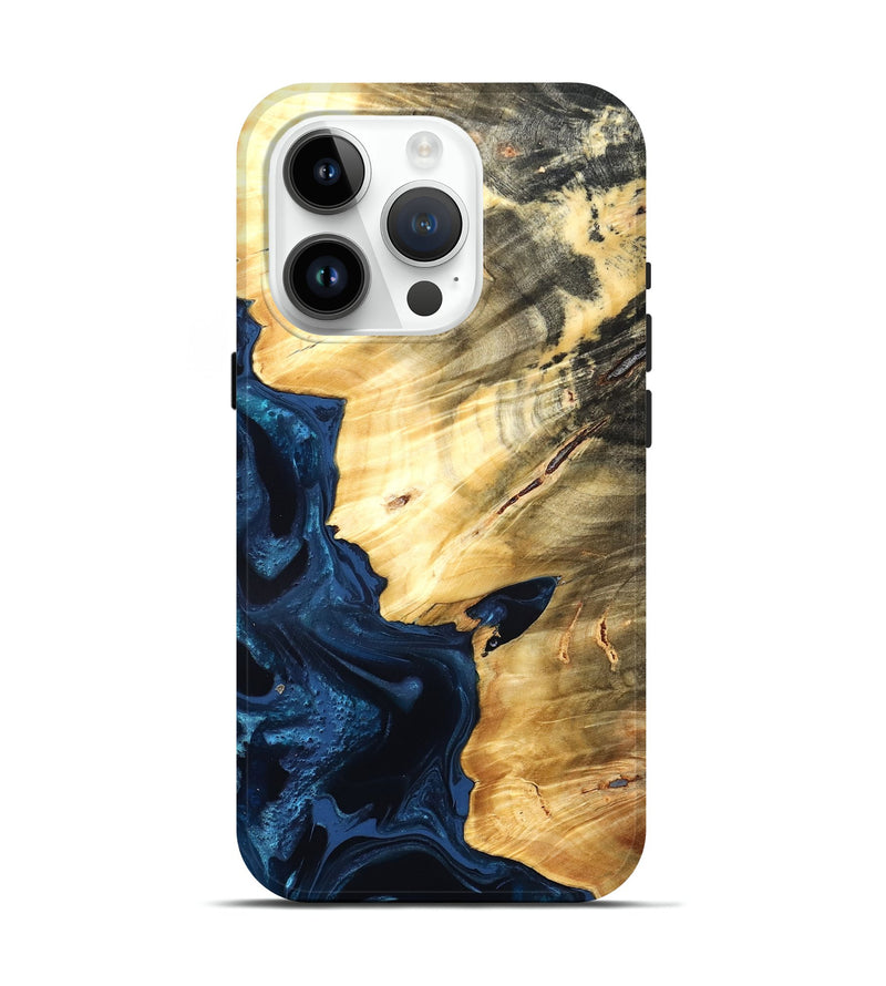 iPhone 15 Pro Wood Live Edge Phone Case - Laureen (Blue, 824001)