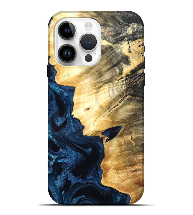 iPhone 15 Pro Max Wood Live Edge Phone Case - Laureen (Blue, 824001)