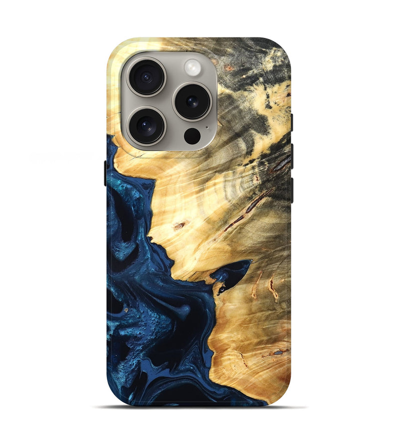 iPhone 16 Pro Wood Live Edge Phone Case - Laureen (Blue, 824001)