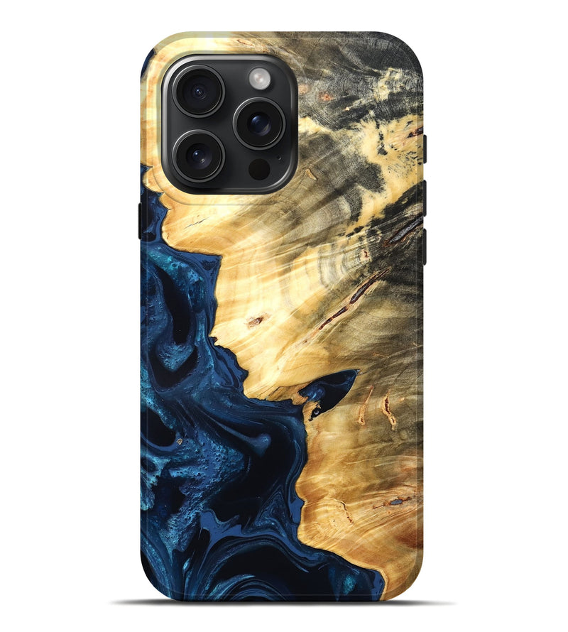 iPhone 16 Pro Max Wood Live Edge Phone Case - Laureen (Blue, 824001)
