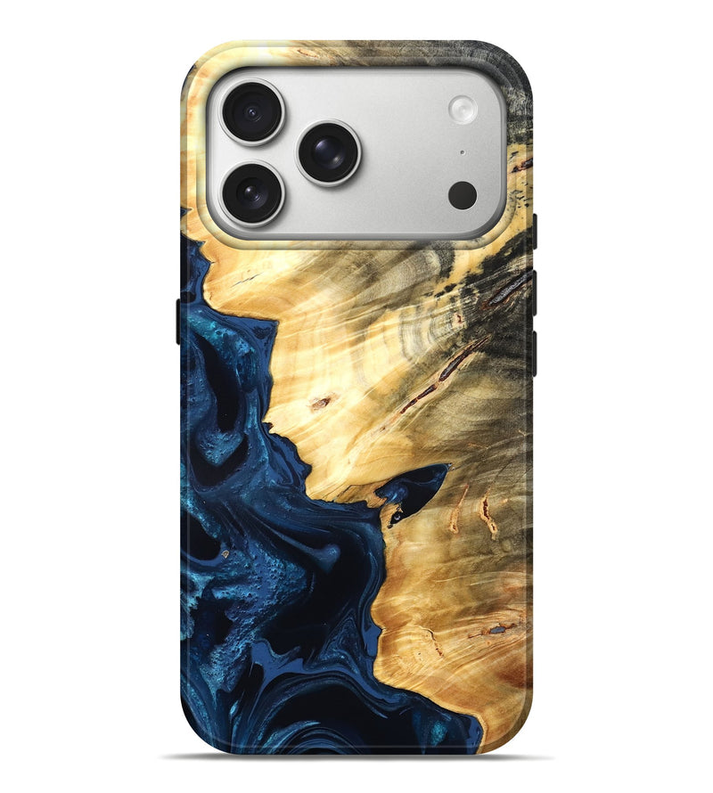 iPhone 17 Pro Max Wood Live Edge Phone Case - Laureen (Blue, 824001)