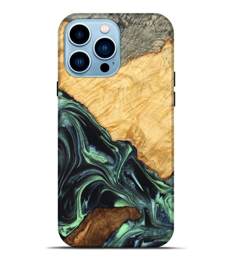iPhone 14 Pro Max Wood Live Edge Phone Case - Shepard (Green, 824002)