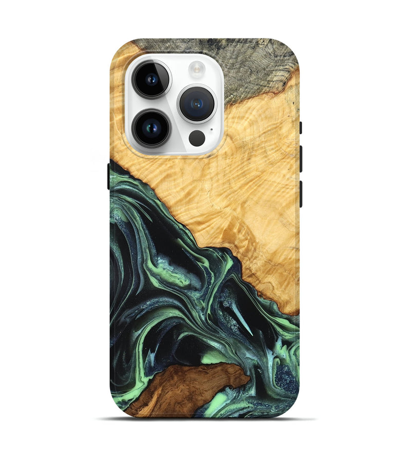 iPhone 15 Pro Wood Live Edge Phone Case - Shepard (Green, 824002)