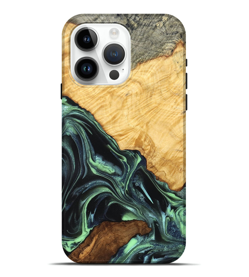 iPhone 15 Pro Max Wood Live Edge Phone Case - Shepard (Green, 824002)