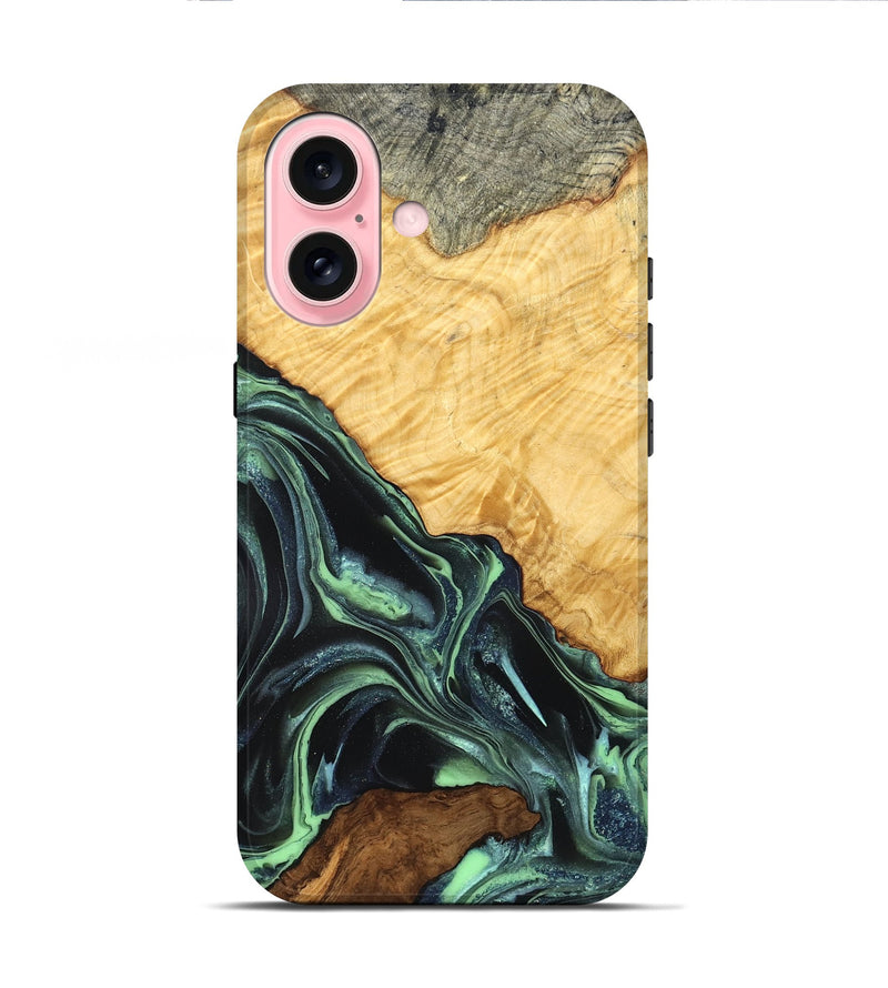 iPhone 16 Wood Live Edge Phone Case - Shepard (Green, 824002)