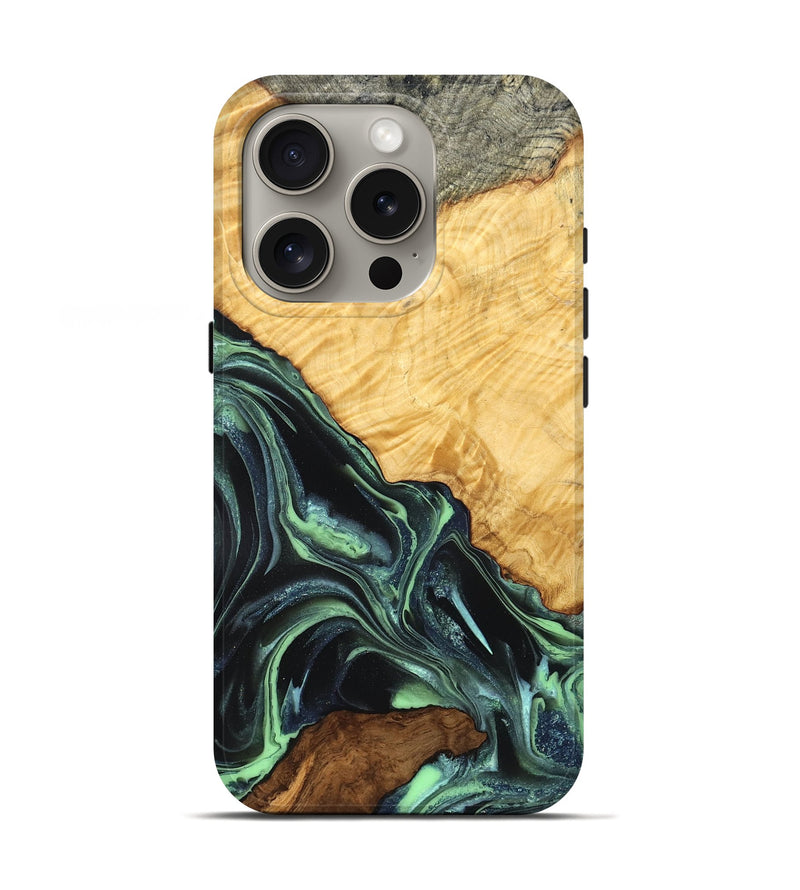 iPhone 16 Pro Wood Live Edge Phone Case - Shepard (Green, 824002)