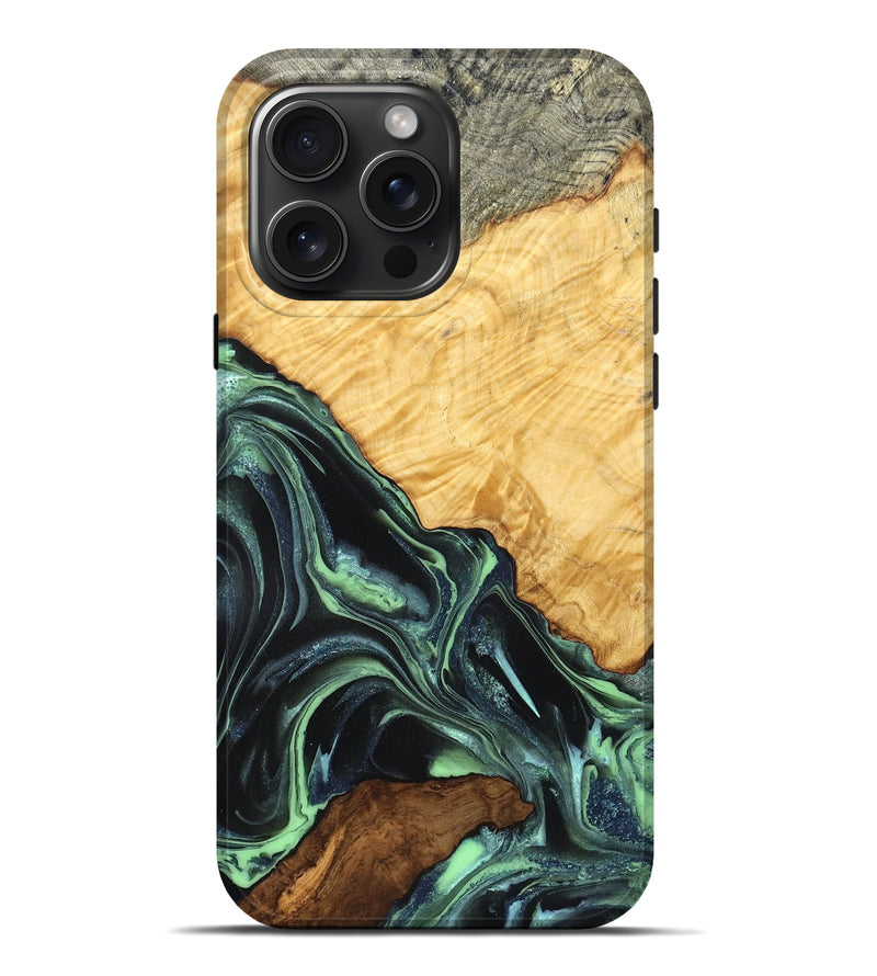 iPhone 16 Pro Max Wood Live Edge Phone Case - Shepard (Green, 824002)