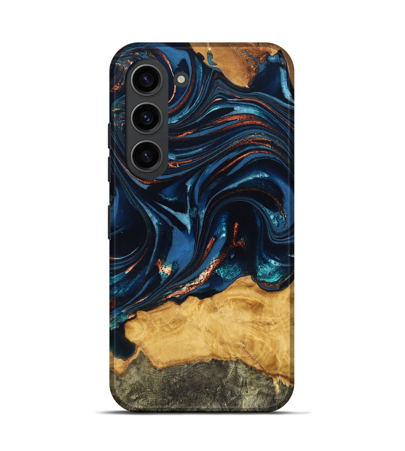 Galaxy S23 Wood Live Edge Phone Case - Roland (Teal & Gold, 824004)