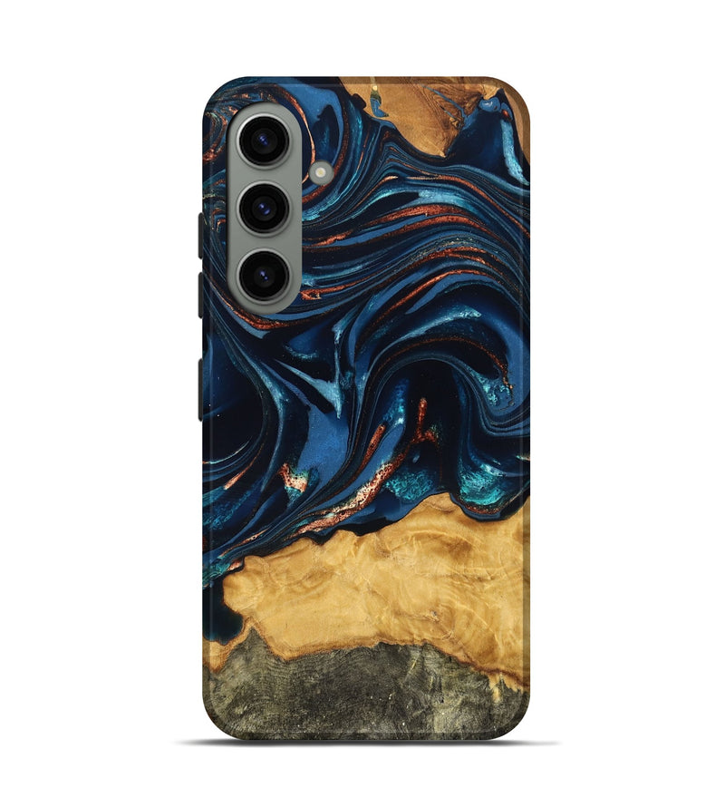 Galaxy S24 Wood Live Edge Phone Case - Roland (Teal & Gold, 824004)