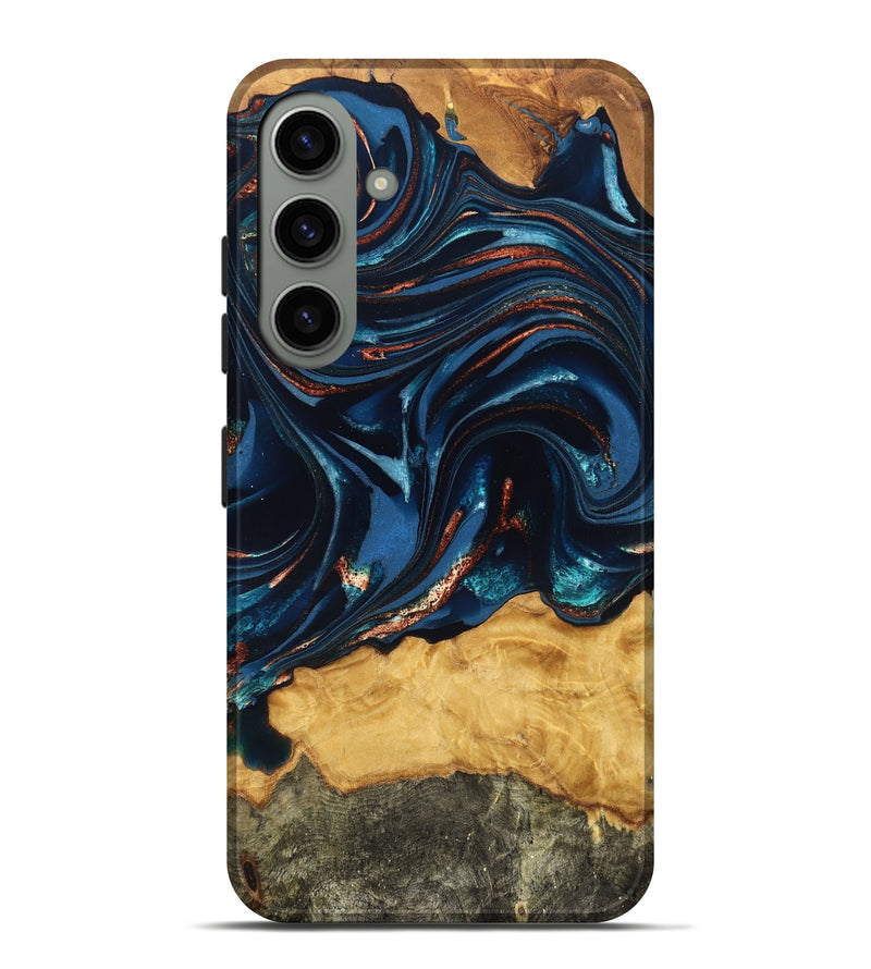 Galaxy S24 Plus Wood Live Edge Phone Case - Roland (Teal & Gold, 824004)