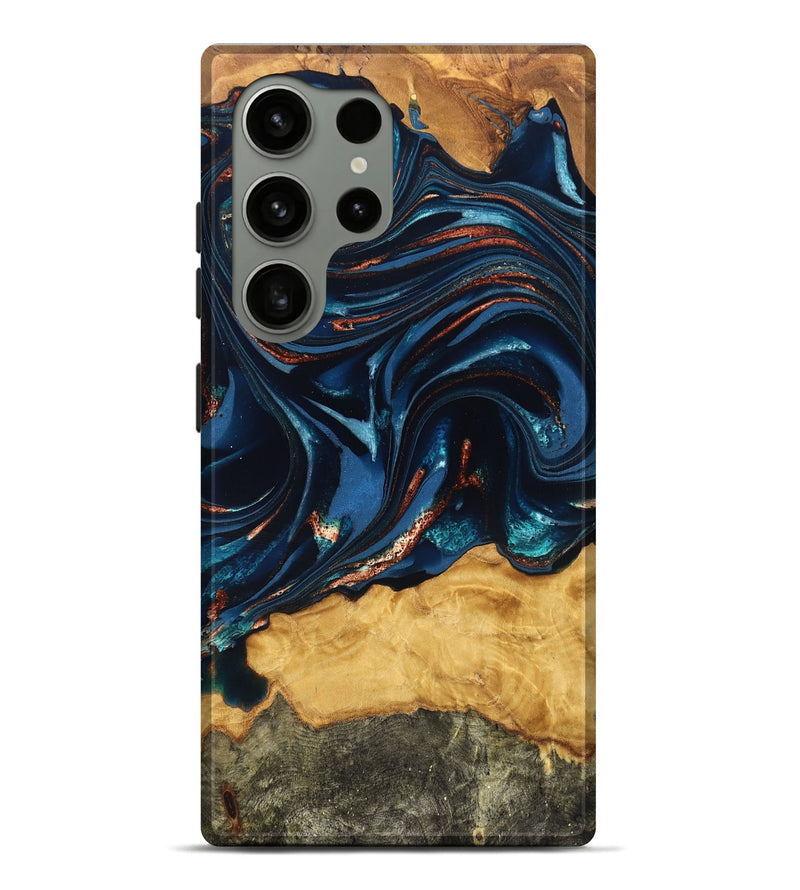 Galaxy S24 Ultra Wood Live Edge Phone Case - Roland (Teal & Gold, 824004)