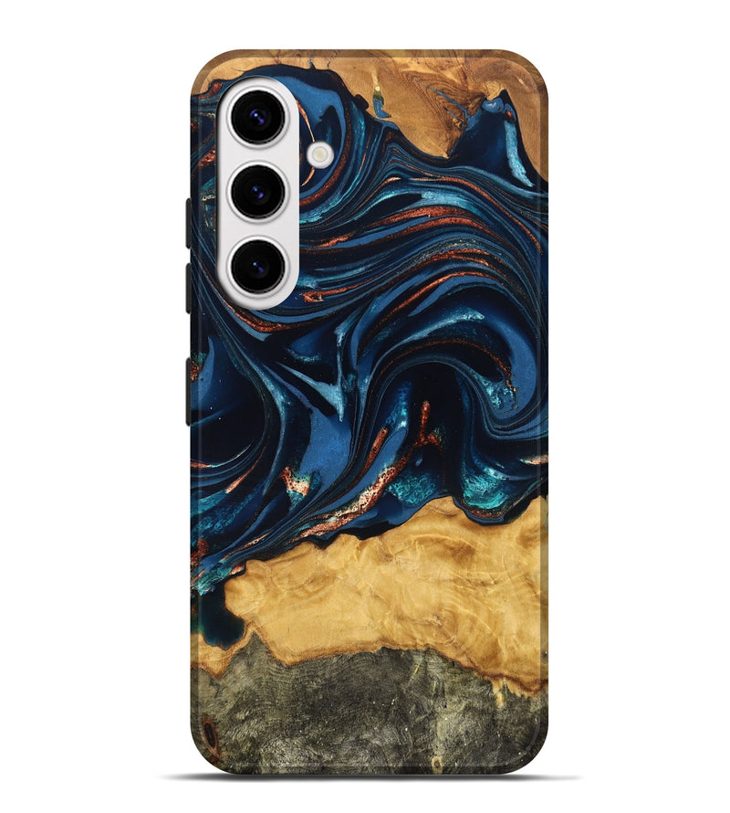 Galaxy S25 Plus Wood Live Edge Phone Case - Roland (Teal & Gold, 824004)