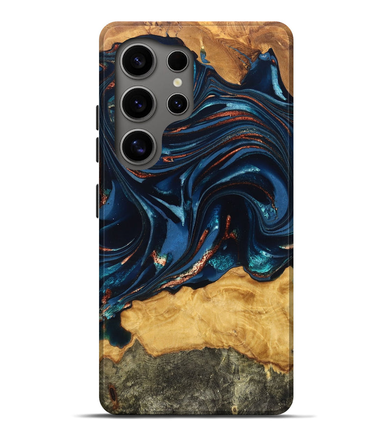Galaxy S25 Ultra Wood Live Edge Phone Case - Roland (Teal & Gold, 824004)