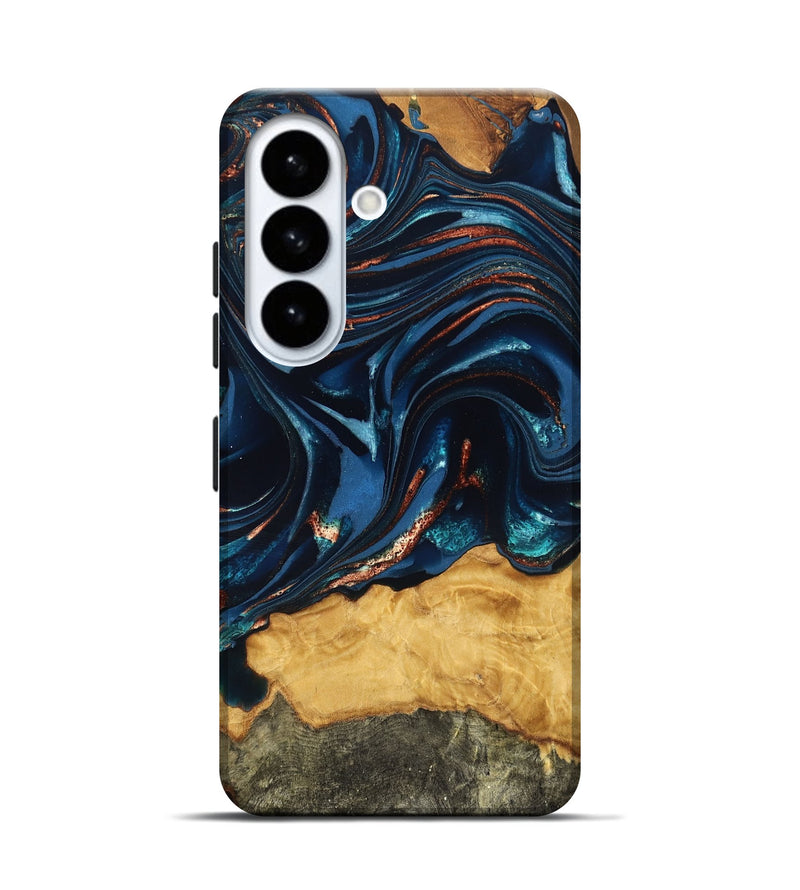 Galaxy S26 Wood Live Edge Phone Case - Roland (Teal & Gold, 824004)