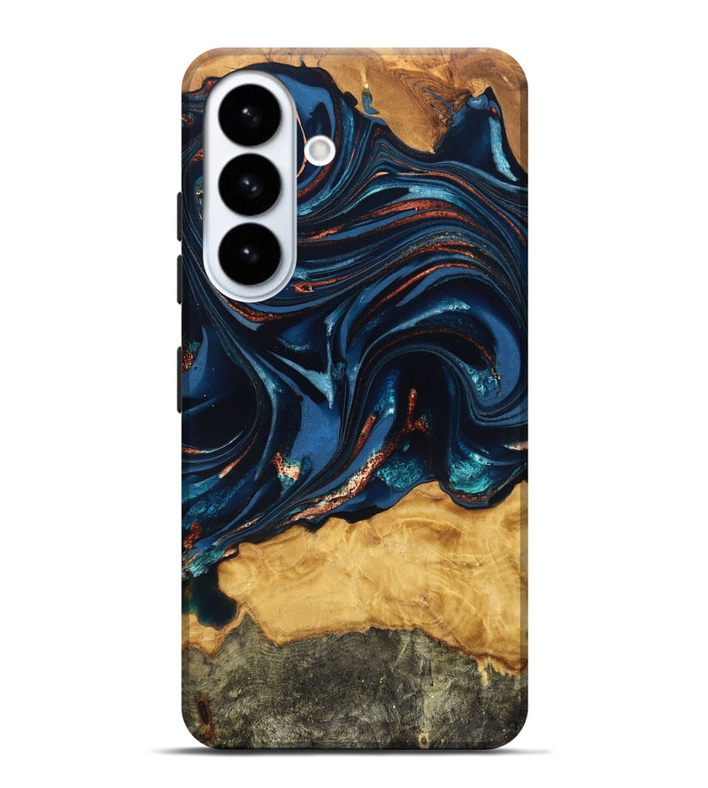 Galaxy S26 Plus Wood Live Edge Phone Case - Roland (Teal & Gold, 824004)