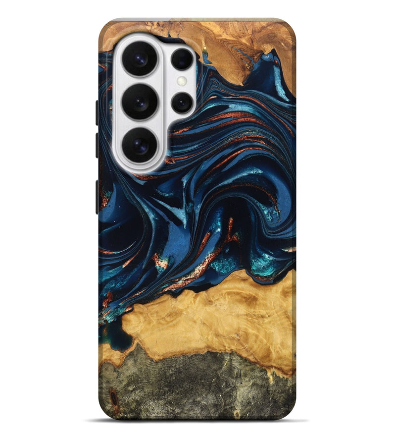 Galaxy S26 Ultra Wood Live Edge Phone Case - Roland (Teal & Gold, 824004)
