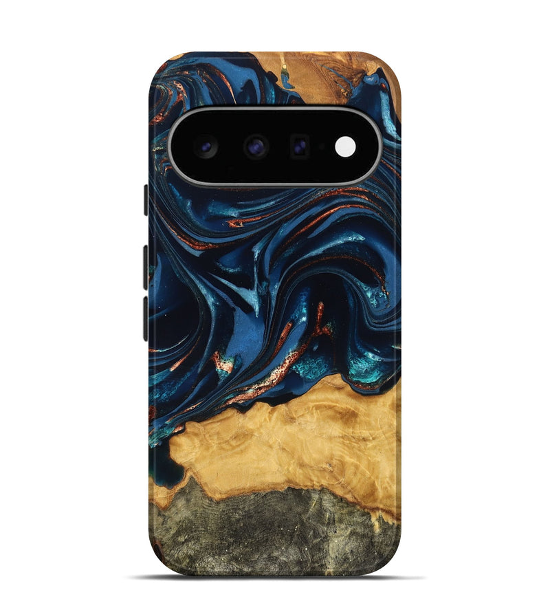 Pixel 11 Wood Live Edge Phone Case - Roland (Teal & Gold, 824004)