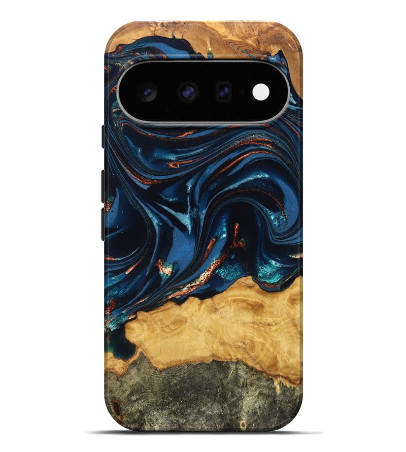 Pixel 11 Pro XL Wood Live Edge Phone Case - Roland (Teal & Gold, 824004)