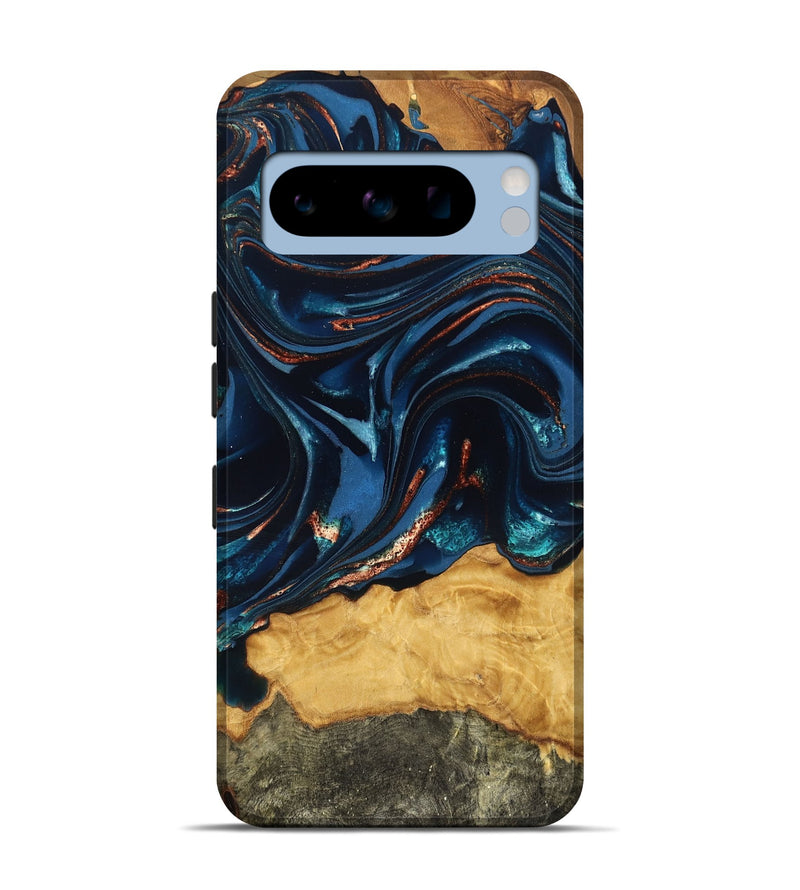 Pixel 8 Pro Wood Live Edge Phone Case - Roland (Teal & Gold, 824004)