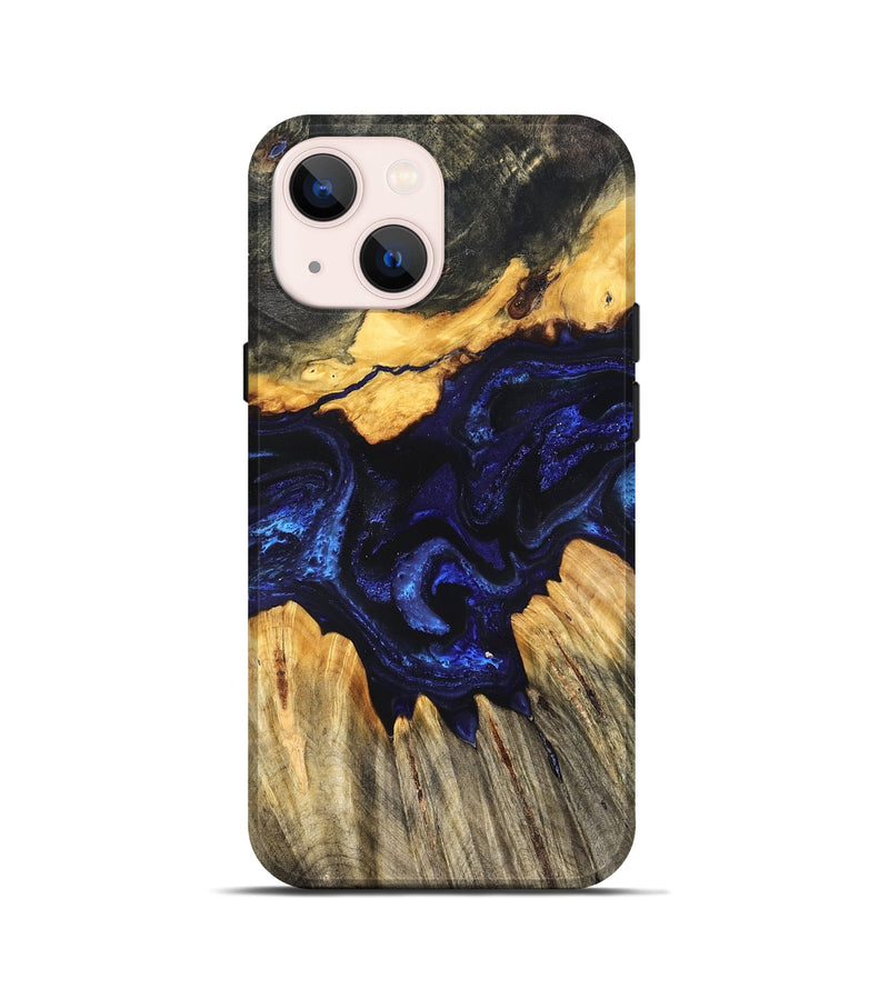 iPhone 13 mini Wood Live Edge Phone Case - Hendrix (Blue, 824005)