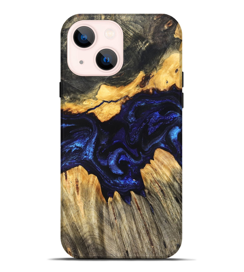 iPhone 14 Plus Wood Live Edge Phone Case - Hendrix (Blue, 824005)