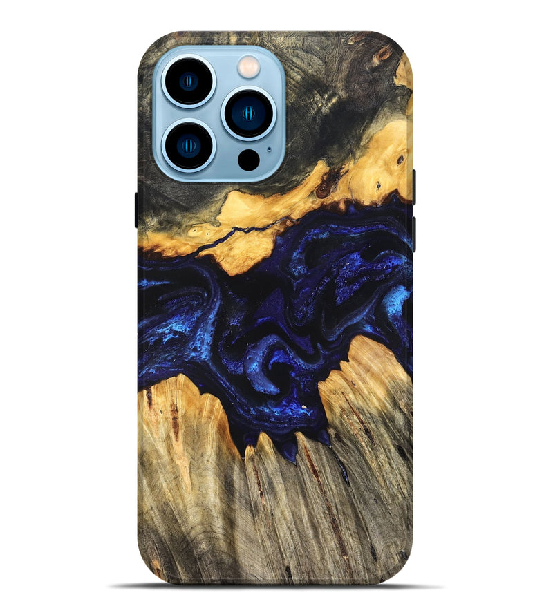 iPhone 14 Pro Max Wood Live Edge Phone Case - Hendrix (Blue, 824005)