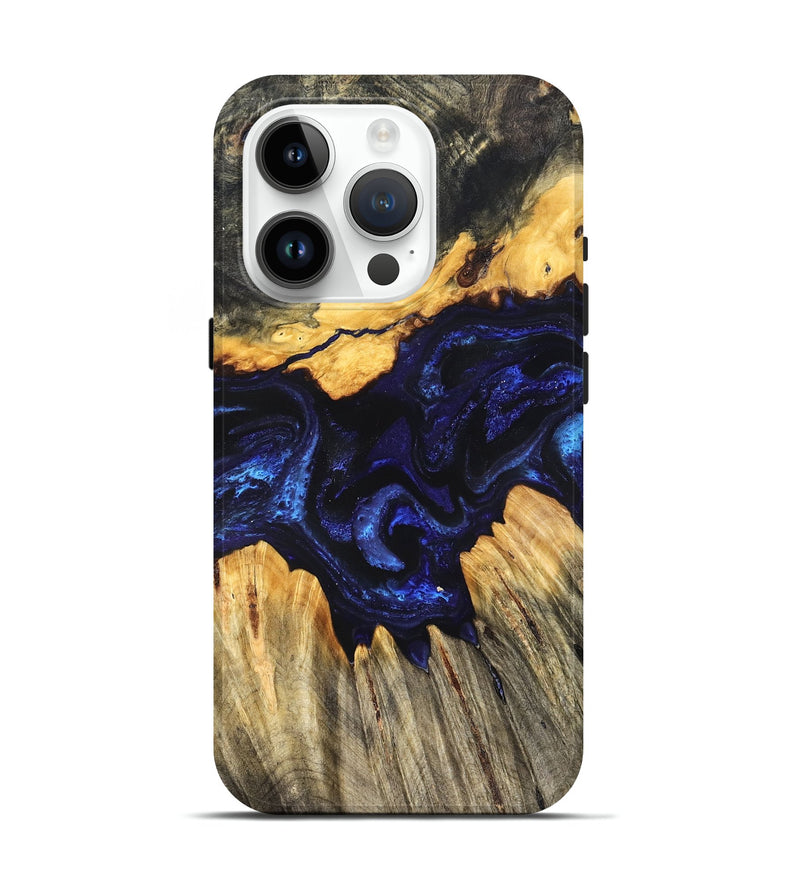 iPhone 15 Pro Wood Live Edge Phone Case - Hendrix (Blue, 824005)