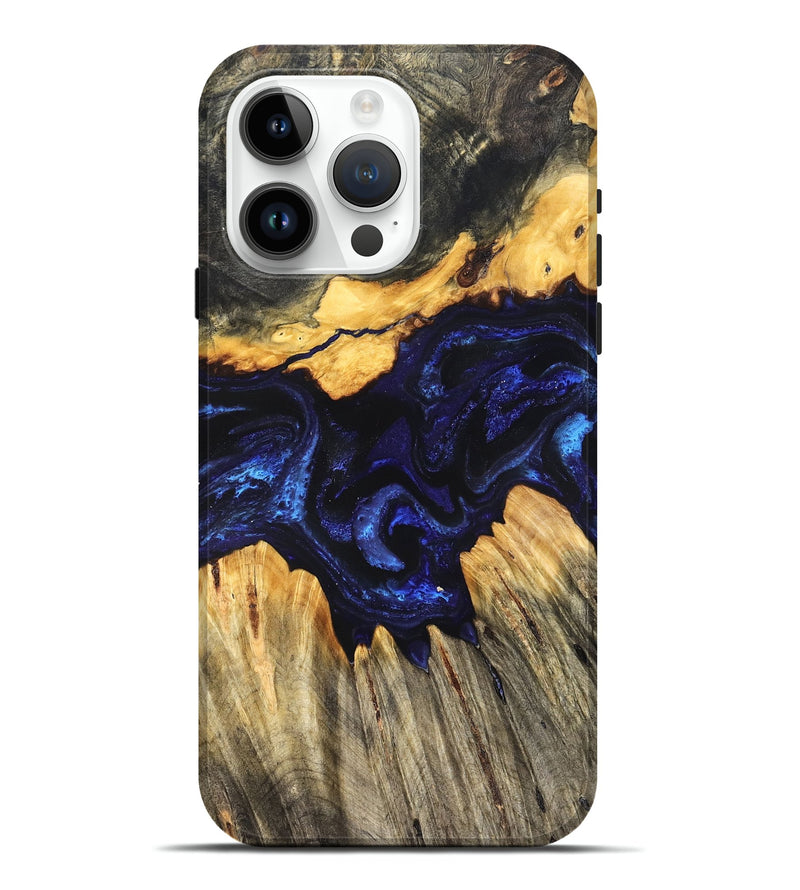 iPhone 15 Pro Max Wood Live Edge Phone Case - Hendrix (Blue, 824005)