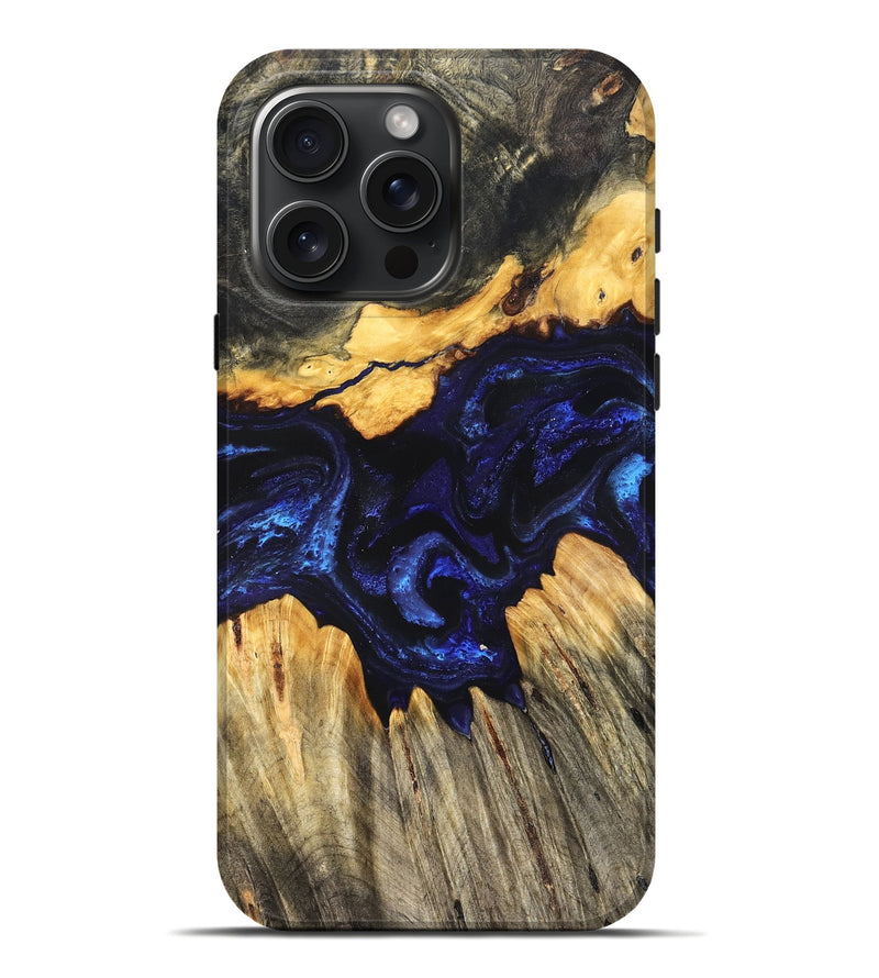 iPhone 16 Pro Max Wood Live Edge Phone Case - Hendrix (Blue, 824005)