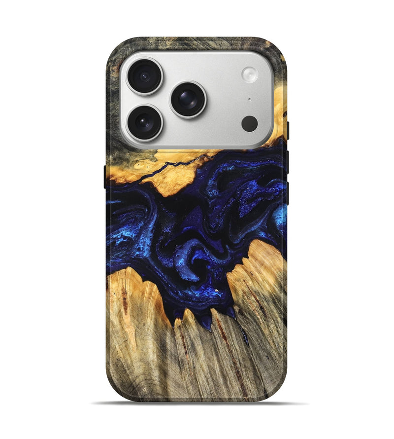 iPhone 17 Pro Wood Live Edge Phone Case - Hendrix (Blue, 824005)