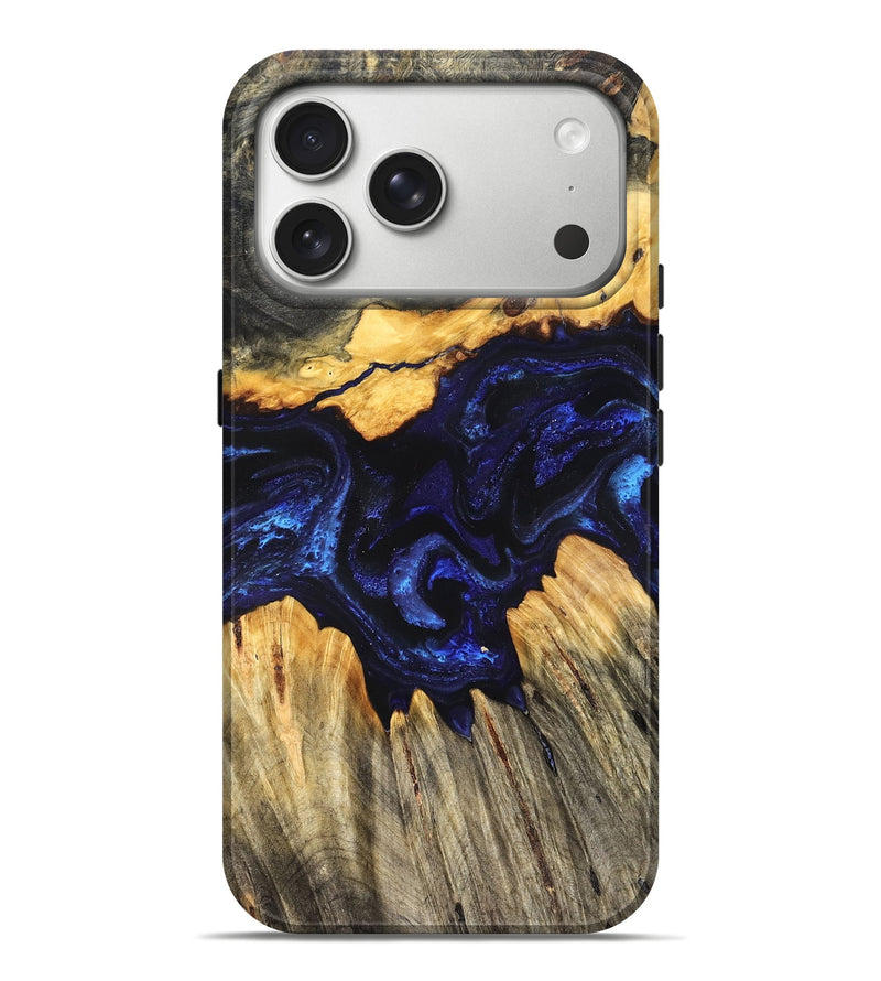 iPhone 17 Pro Max Wood Live Edge Phone Case - Hendrix (Blue, 824005)