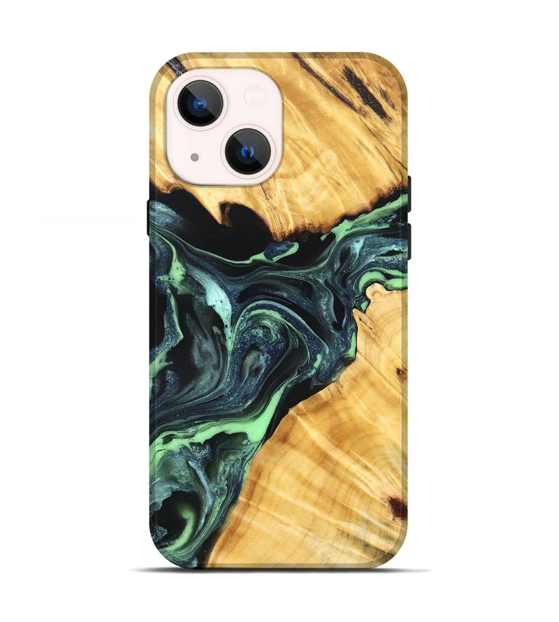 iPhone 13 Wood Live Edge Phone Case - Lukas (Green, 824006)