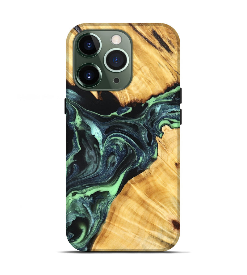 iPhone 13 Pro Wood Live Edge Phone Case - Lukas (Green, 824006)