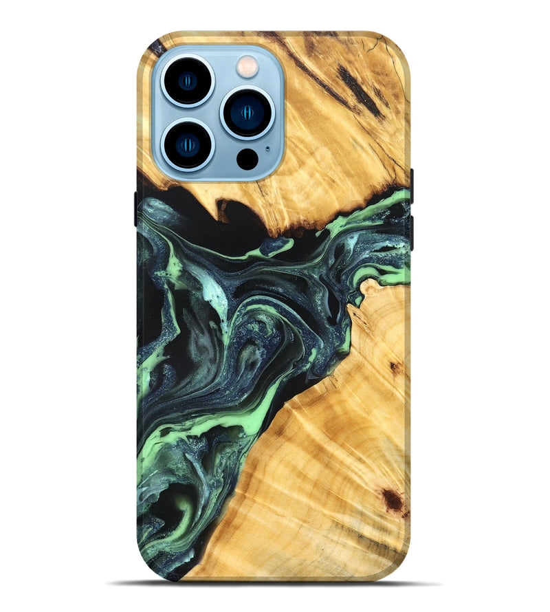iPhone 14 Pro Max Wood Live Edge Phone Case - Lukas (Green, 824006)
