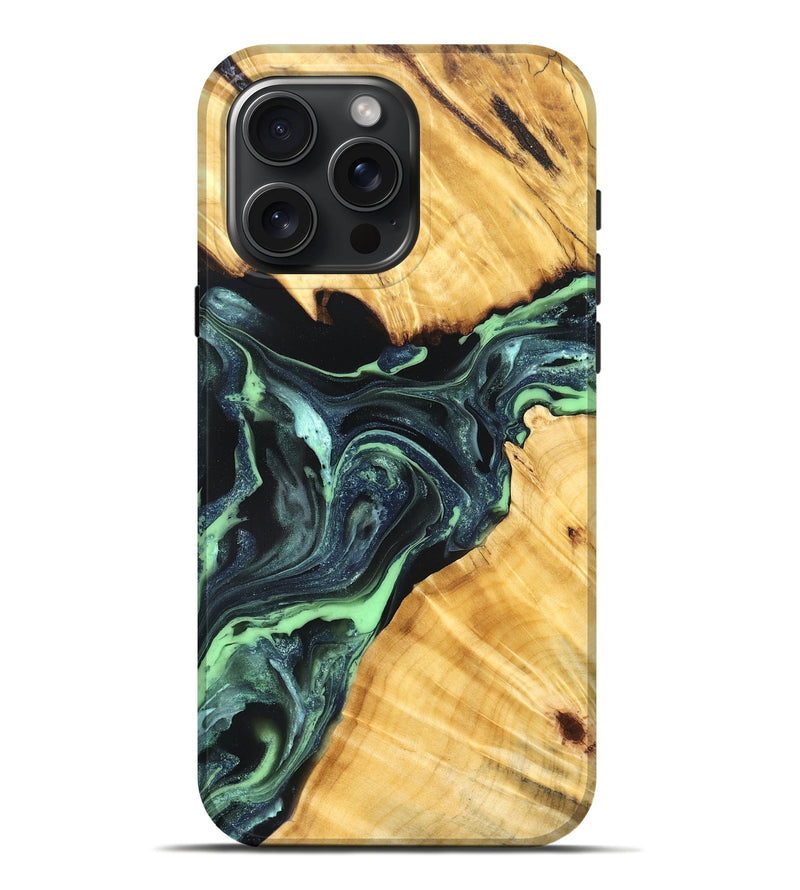 iPhone 16 Pro Max Wood Live Edge Phone Case - Lukas (Green, 824006)