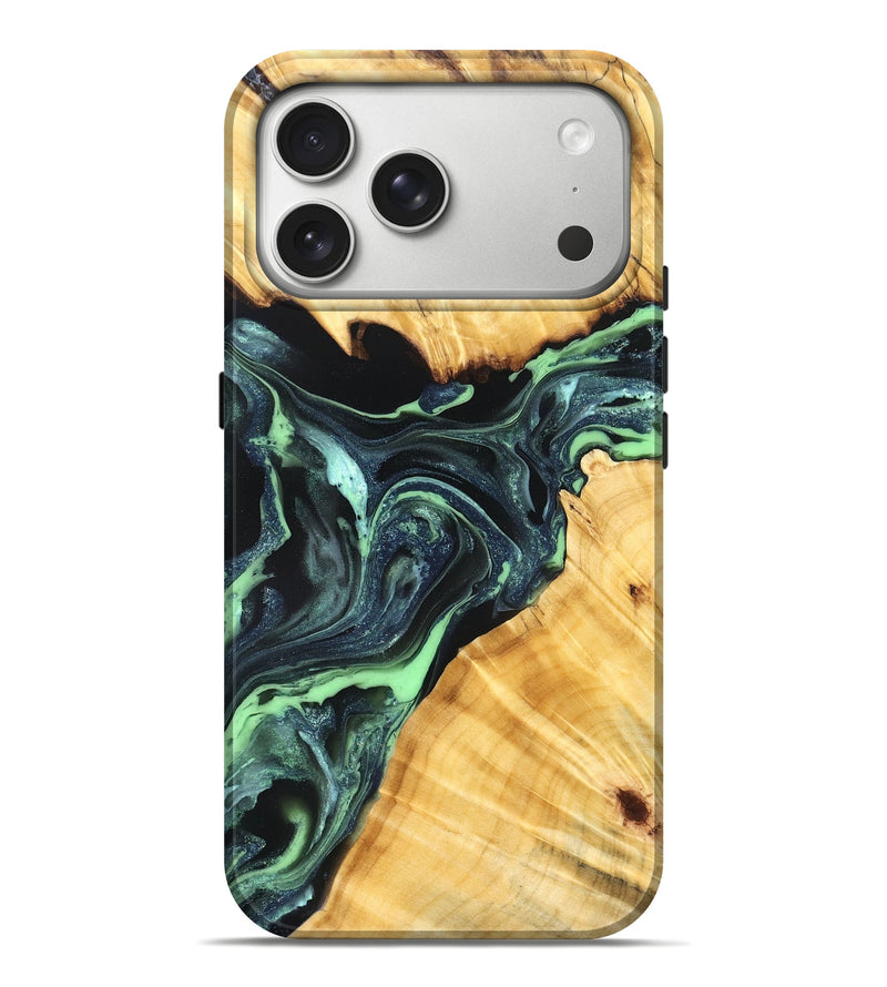 iPhone 17 Pro Max Wood Live Edge Phone Case - Lukas (Green, 824006)